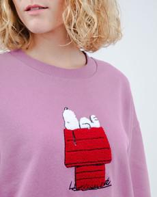 Peanuts Snoopy Rounded Cotton Sweatshirt Grape via Brava Fabrics