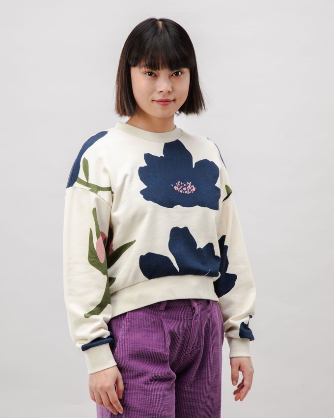 Bloom Rounded Cotton Sweatshirt Ecru from Brava Fabrics