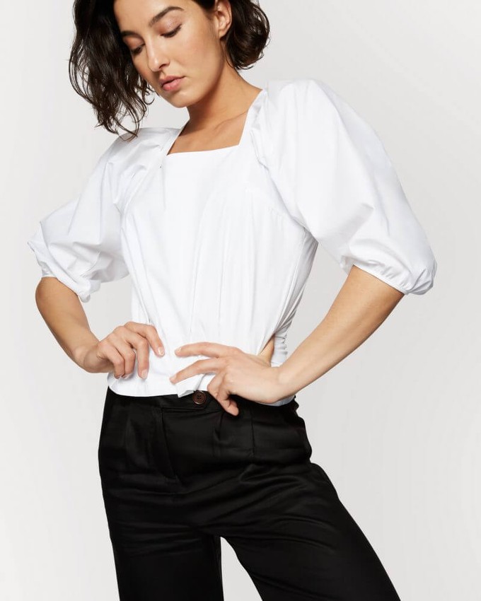 White Cotton Puff Sleeves top from Charlie Mary