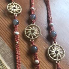 Sun Salutation Macramé Meditation Bracelet with Labradorite (Rust Orange) via chaYkra