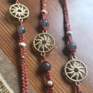 Sun Salutation Macramé Meditation Bracelet with Labradorite (Rust Orange) from chaYkra