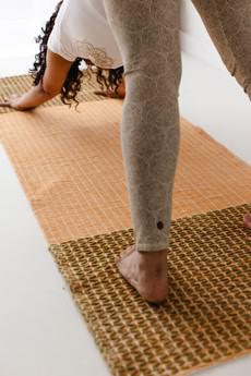 Non-Slip Cotton Yoga Mat (orange base & green criss-cross) via chaYkra
