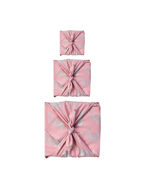 Furoshiki Gift Wrap - 9 Piece Blush Whales & Maroon Arches Bundle Fabric Gift Wrap from FabRap