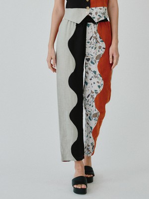 Swirl Colour Block Linen Trousers from Fanfare Label