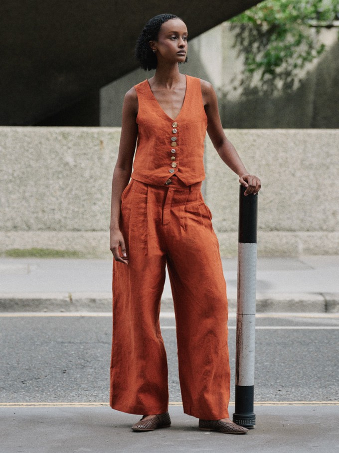 Celeste Linen Trousers in Orange from Fanfare Label