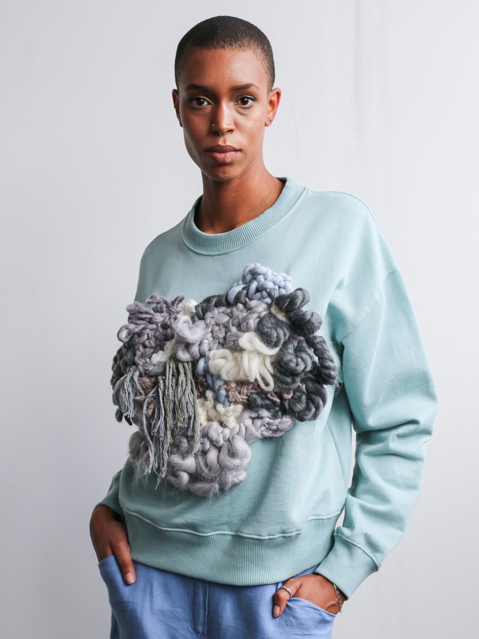 Recycled & Organic Cotton Wool Front Jumper Mint Green from Fanfare Label