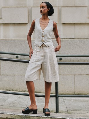 Daphne Linen Waistcoat in Beige from Fanfare Label