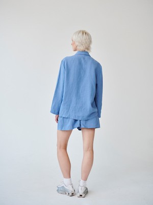 Ethically Made Blue Linen Suit With Shorts from Fanfare Label