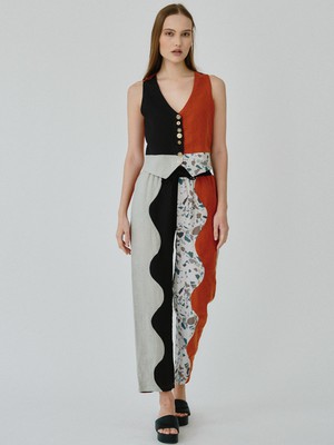 Swirl Colour Block Linen Trousers from Fanfare Label