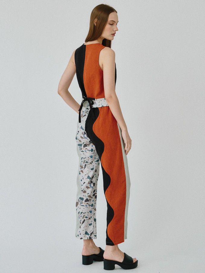 Swirl Colour Block Linen Trousers from Fanfare Label