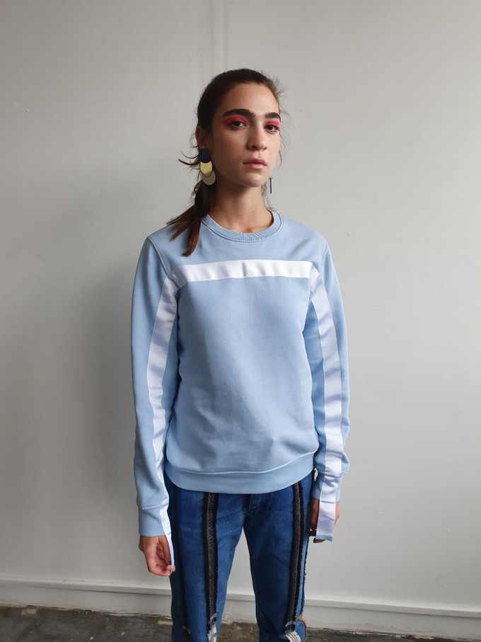 Oversized Blue Jumper With White Stripe -  Sizes 8-12 from Fanfare Label