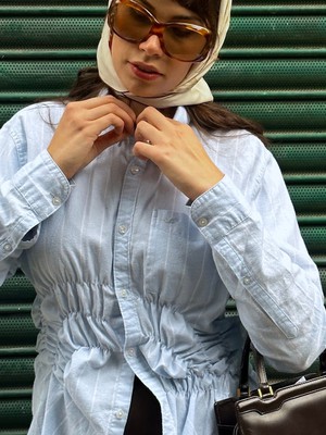 Loans Upcycled Blue Stripe Shirt from Fanfare Label