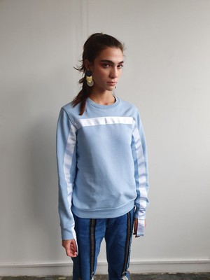 Oversized Blue Jumper With White Stripe -  Sizes 8-12 from Fanfare Label