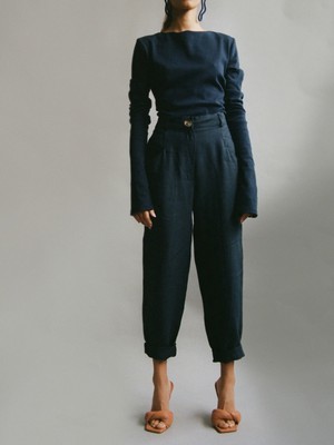 Organic Cotton Navy Backless Jumper With White Bow from Fanfare Label