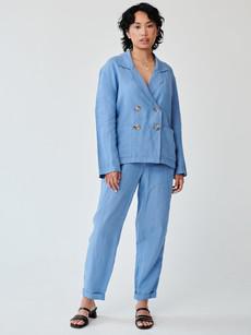 Ethically Made Blue Linen Suit via Fanfare Label