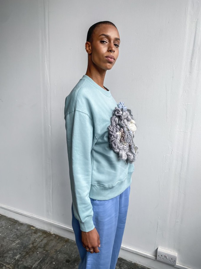 Recycled & Organic Cotton Wool Front Jumper Mint Green from Fanfare Label