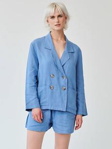 Ethically Made Blue Linen Suit With Shorts via Fanfare Label