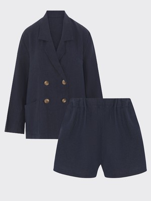 Ethically Made Navy Linen Suit With Shorts from Fanfare Label