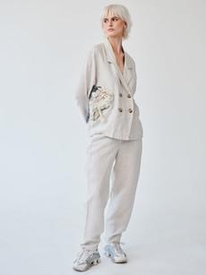 Ethically Made Beige Linen Suit With Trim via Fanfare Label