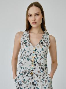 Daphne Waistcoat Top in Terrazzo via Fanfare Label