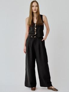 Celeste Linen Trousers in Black via Fanfare Label