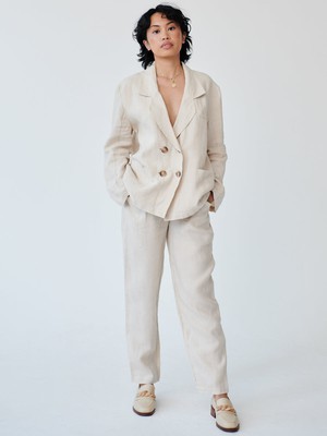 Ethically Made Beige Linen Suit Plain from Fanfare Label