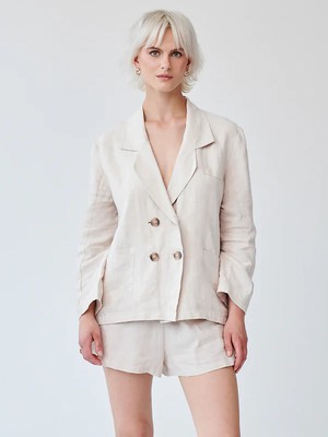 Ethically Made Beige Linen Suit With Shorts from Fanfare Label