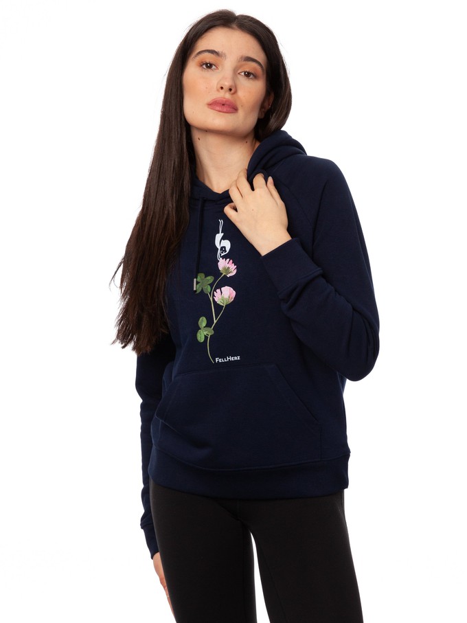 Lucky Clover Hoodie navy from FellHerz T-Shirts - bio, fair & vegan