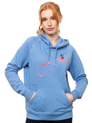 Möwenflug Hoodie blue melange from FellHerz T-Shirts - bio, fair & vegan