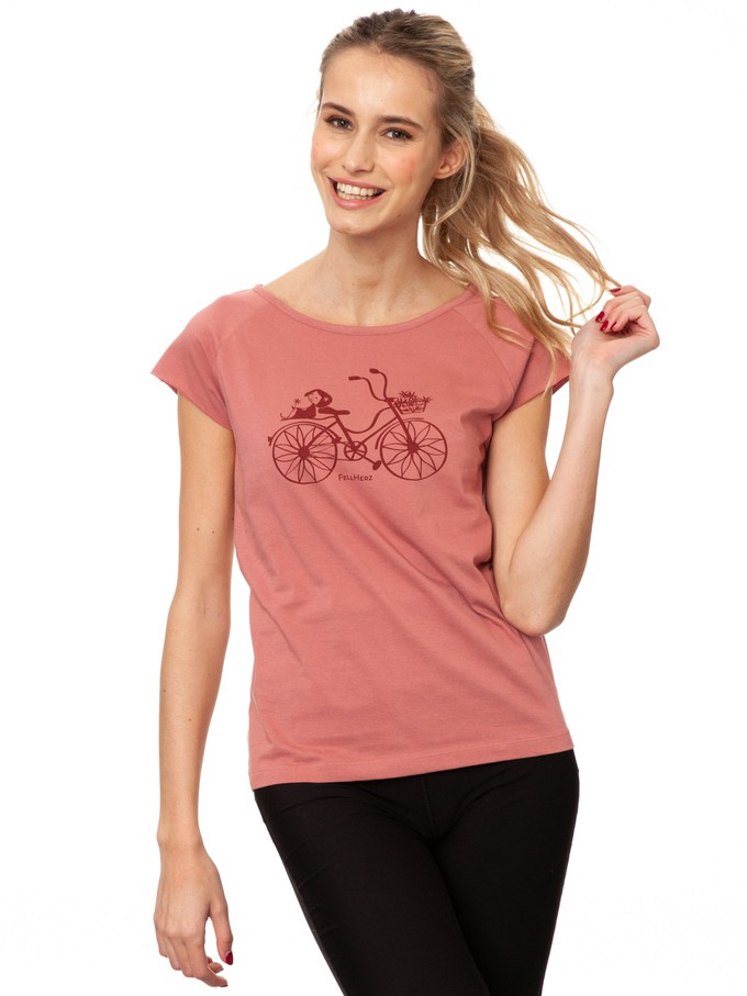 Fahrrad-Mädchen Cap Sleeve dusty rose from FellHerz T-Shirts - bio, fair & vegan