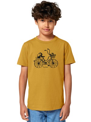 Bicycle Girls Kids T-Shirt mustard from FellHerz T-Shirts - bio, fair & vegan