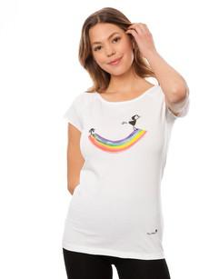 Rainbow girl cap sleeve white size XS via FellHerz T-Shirts - bio, fair & vegan