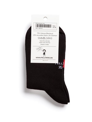 Socks with viscose (from bamboo cellulose) heart black from FellHerz T-Shirts - bio, fair & vegan