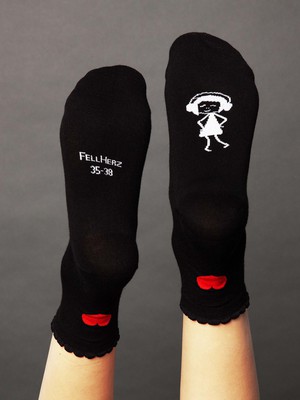 Pack of 3 socks with viscose (made of bamboo cellulose) heart black from FellHerz T-Shirts - bio, fair & vegan