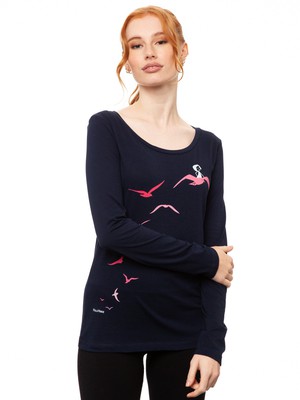 Möwenflug Longsleeve navy from FellHerz T-Shirts - bio, fair & vegan