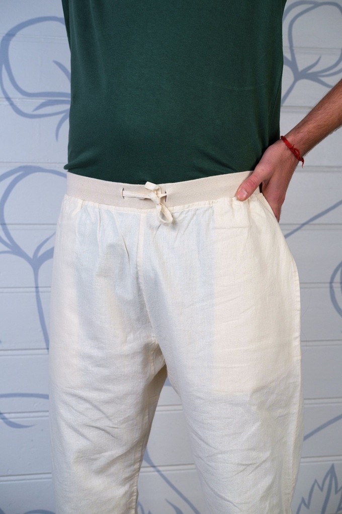 Men Linen Look Loose Casual Trousers Summer Beach Elastic Waist Breathable Yoga  Pants | Fruugo UK