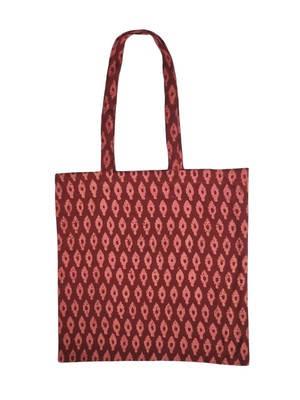 Organic Cotton Red Ikat Printed Tote Bag from Jenerous