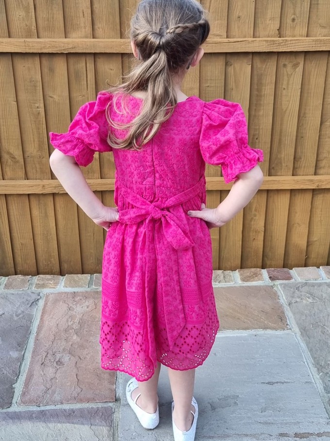 Pink Embroidered Cotton Girls Dress from Jenerous