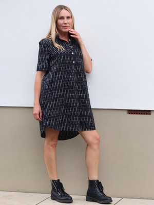 Restore Black Ikat Shirt Dress from Jenerous