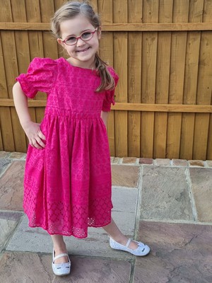 Pink Embroidered Cotton Girls Dress from Jenerous