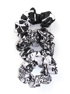 Set of 3 Organic Cotton Black and White Scrunchies via Jenerous