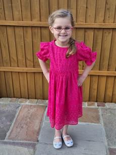 Pink Embroidered Cotton Girls Dress via Jenerous