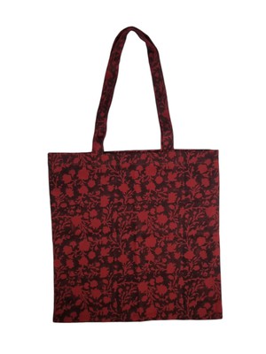 Organic Cotton Red And Black Floral Tote Bag from Jenerous