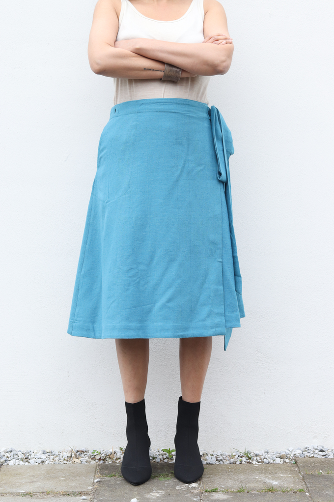 NEW! Cotton Hemp Wrap Skirt Blue from JULAHAS