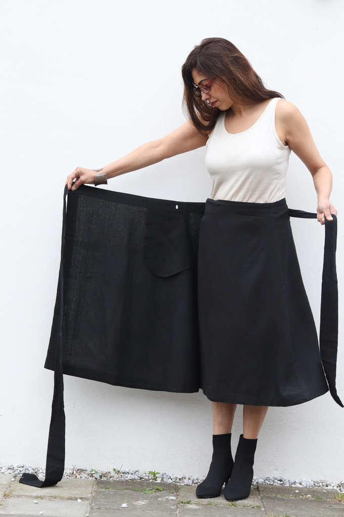 NEW! Cotton Hemp Wrap Skirt Black from JULAHAS