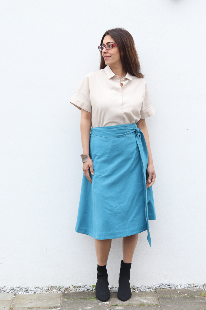 NEW! Cotton Hemp Wrap Skirt Blue from JULAHAS