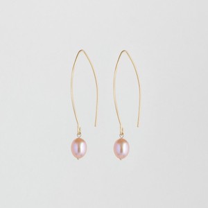 Pearl on long hook earrings gold plated from Julia Otilia