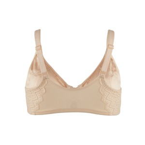 Grace - Peach Silk & Organic Cotton Lace Front Zip Wired Bra from JulieMay Lingerie