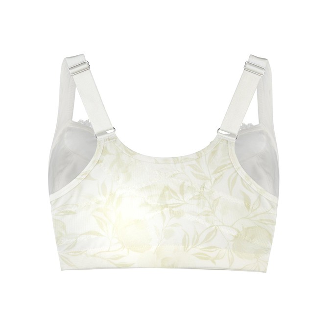 Back Support Silk & Organic Cotton Sports Bra (Floral Spritz & Lily white) from JulieMay Lingerie