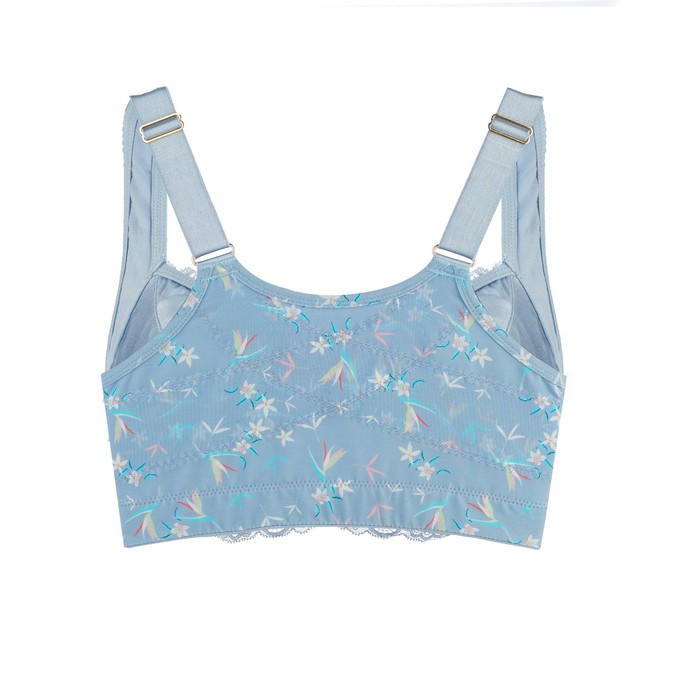 Back Support Silk & Organic Cotton Sports Bra (Floral Spritz & Lily white) from JulieMay Lingerie